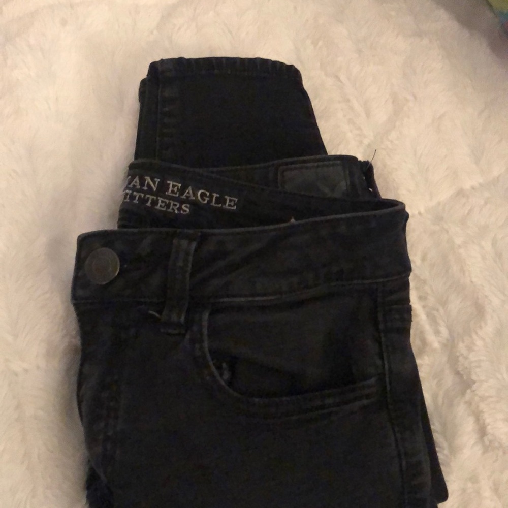 Black American Eagle High Rise Skinny Jeans